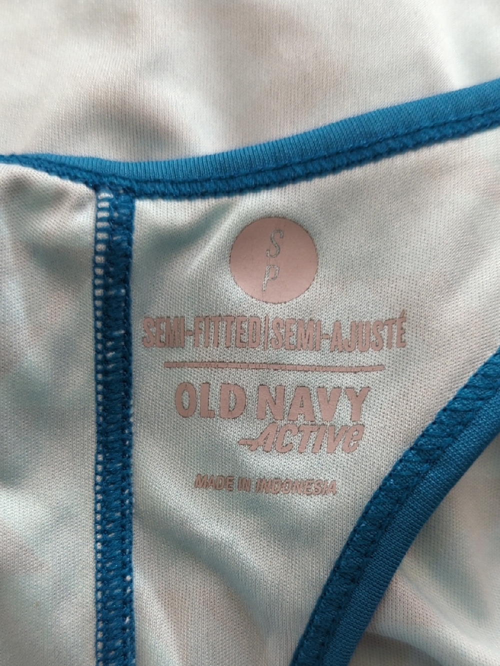 Old Navy Active Teal & Navy Geometric Racerback Workout Running Tank Size Small - Picture 7 of 8